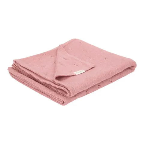 Kocyk dzianinowy bawełniany 70x100 cm Pure Pink Blush, Little Dutch