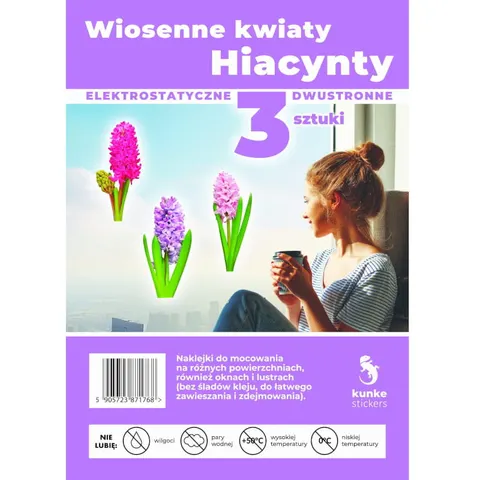 Dwustronne naklejki elektrostatyczne Wiosenne Kwiaty Hiacynty