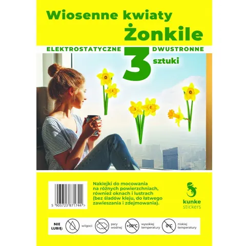 Dwustronne naklejki elektrostatyczne Wiosenne Kwiaty Żonkile