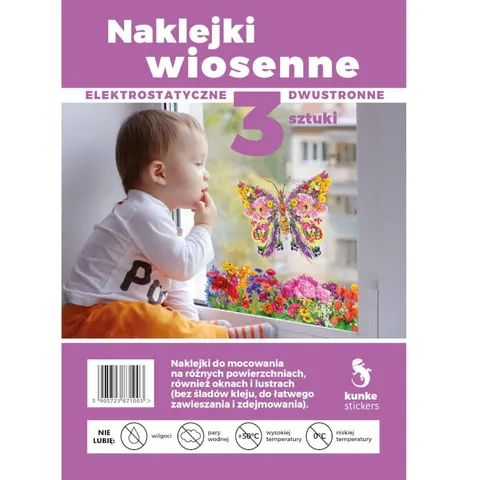 Dwustronne, wiosenne naklejki elektrostatyczne Motyl