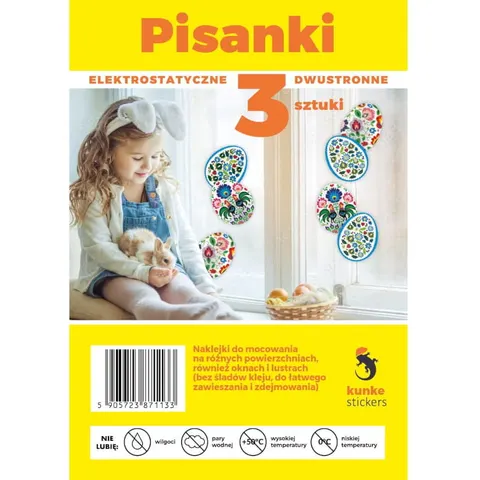 Dwustronne, wielkanocne naklejki elektrostatyczne Pisanki