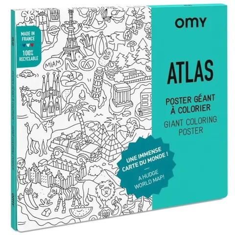 Gigantyczna kolorowanka 70x100 Atlas - Mapa Świata, OMY