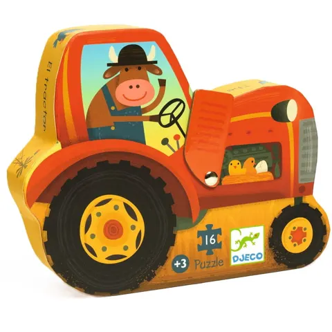Puzzle w ozdobnym pudełku Traktor 16 el., Djeco