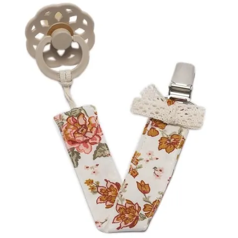 Zawieszka do smoczka z kokardką Boho Flopi Rose, Pom