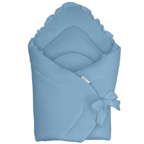 Muślinowy rożek niemowlęcy Cotton Color - niebieski, Albero Mio