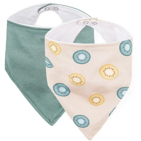 Śliniak - apaszka 2 szt. Beige Kiwis & Misty Green, Petite&Mars