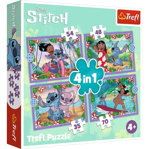 Puzzle 4w1 Szalony dzień Lilo & Stitch 4+, Trefl