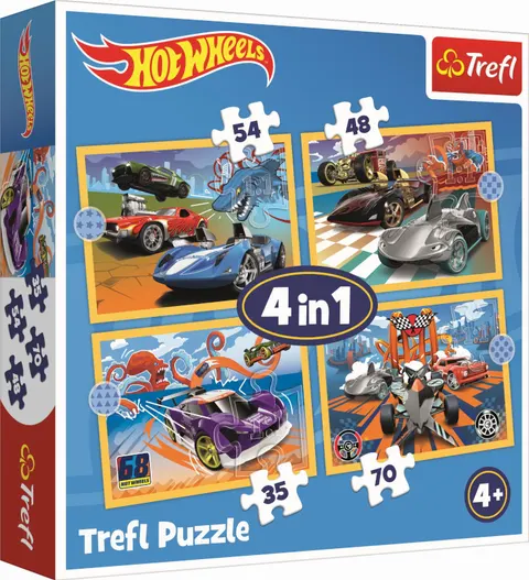 Puzzle 4w1 Pojazdy Hot Wheels 4+, Trefl