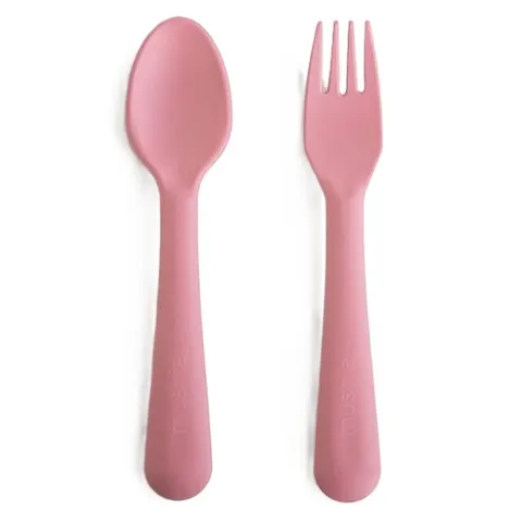 Sztućce do nauki samodzielnego jedzenia Dusty Rose, Mushie