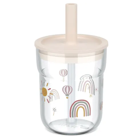 Szklanka dziecięca ze słomką 250 ml Mio Sunshine & Rainbow, Mepal