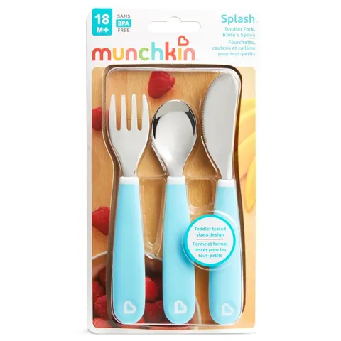 Zestaw metalowych sztućców dla dzieci - niebieski, Munchkin