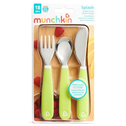 Zestaw metalowych sztućców dla dzieci - zielony, Munchkin