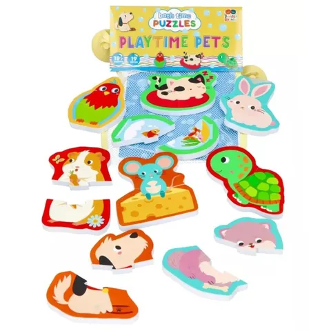 Naklejki piankowe puzzle dwuelementowe do kąpieli Zwierzątka, Buddy & Barney