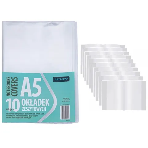 Okładka zeszytowa A5 bezbarwna 10 sztuk, AstraPap