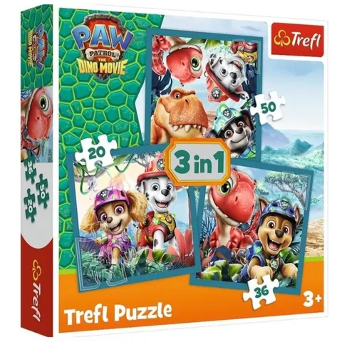 Puzzle 3w1 Psi Patrol - Wyspa Dinozaurów 3+, Trefl
