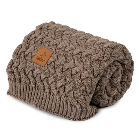 Kocyk Merino gruby ciemny beż 80x100, Lepre