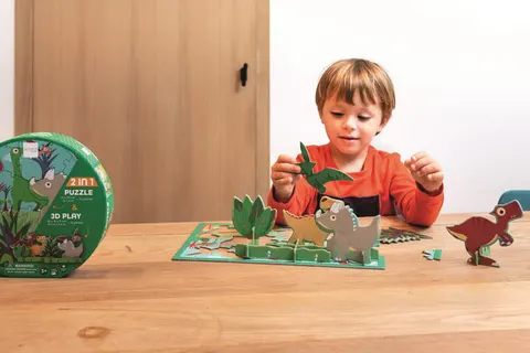 Puzzle 2w1 (2D i 3D) scenografia Dinozaury