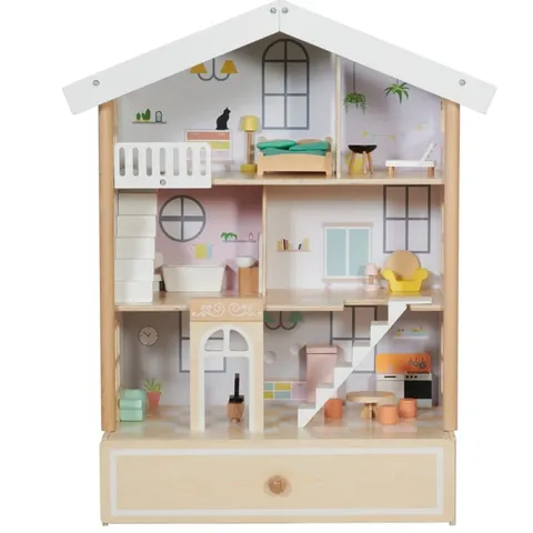 Duży Drewniany Domek dla Lalek Classic World + 2 Figurki