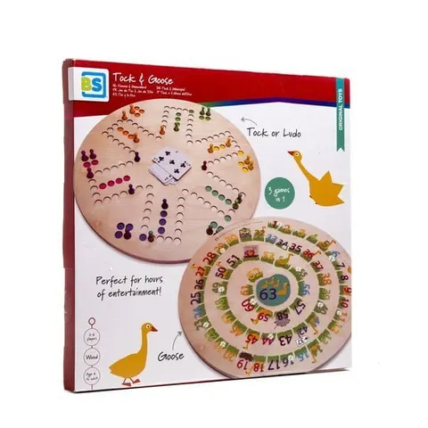 2w1 drewniany Chińczyk z kartami / Gęś, BS Toys
