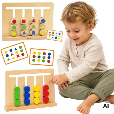 Logiczna Odwzoruj Kolory i Figury Montessori Viga