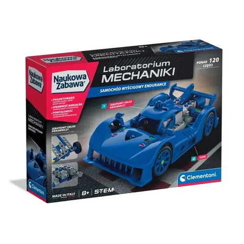Laboratorium mechaniki samochód wyścigowy endurance niebieski, Clementoni