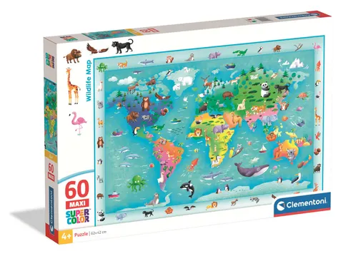 Puzzle 60 Maxi Super kolor Wildlife Map