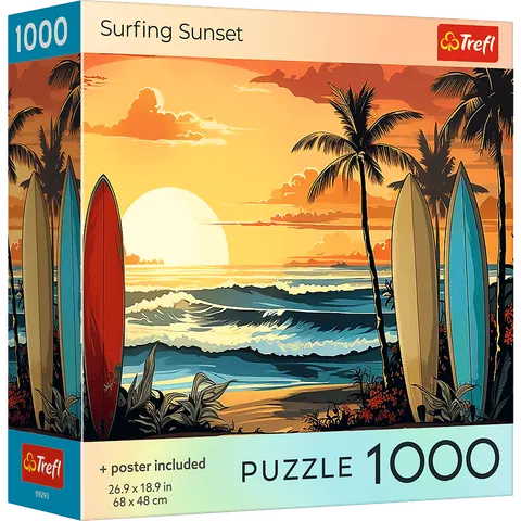 Puzzle 1000 USA Collection: Surfing Sunset