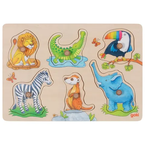 Puzzle drewniane z uchwytami mama i dzieci Goki