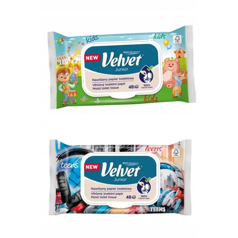 VELVET PAPIER TOALETOWY 42 SZT. NAWILŻANY JUNIOR