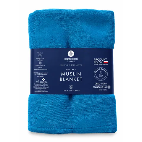 Otulacz bambusowy Serca Jeans 120x120 cm / bamboo-line