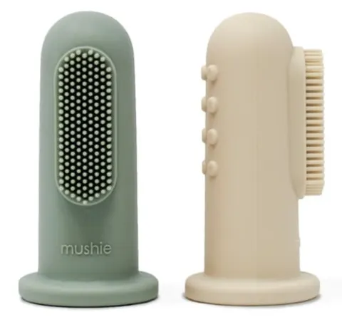 MUSHIE 2X SZCZOTECZKA SILIKON NA PALEC BLUE / SAND