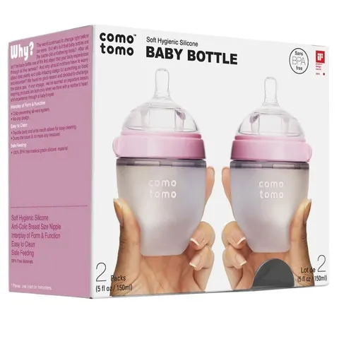 COMOTOMO 2PAK BUTELKA SILIKOOWA ANTUKOLKOWA 150 ml PINK