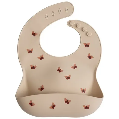 MUSHIE SILIKONOWY ŚLINIAK Z KIESZONKĄ BUTTERFLIES