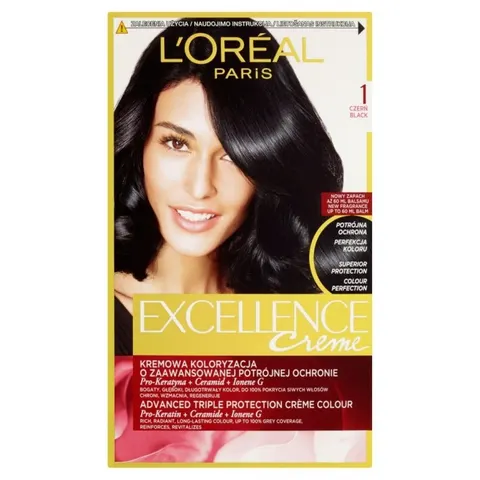 LOREAL PARIS EXCELLENCE CREME Farba do włosów 1 CZERŃ