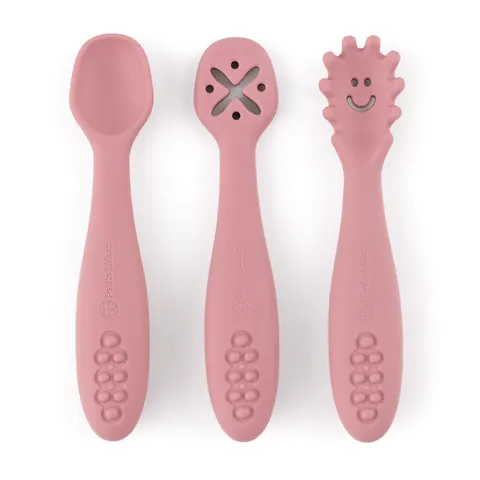 Petite&mars Sztućce silikonowe dla dzieci łyżeczki Take&Match Dusty Rose