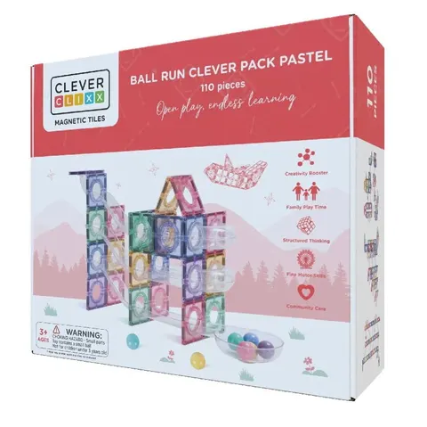 Cleverclixx Klocki magnetyczne kulodrom Ball Run Clever Pack 110 el.