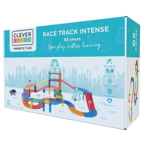 Cleverclixx - Klocki magnetyczne Race Track Intense - 65 el.