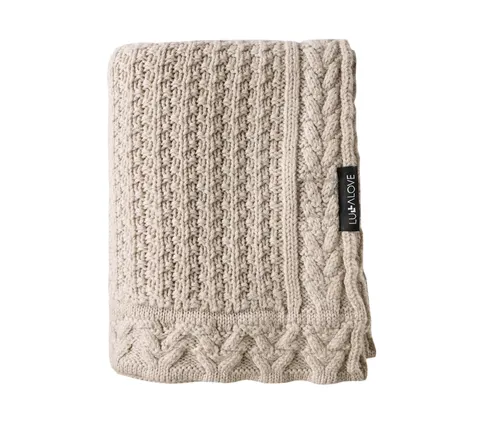 Lullalove Kocyk merino PREMIUM - ciasteczko beżowy