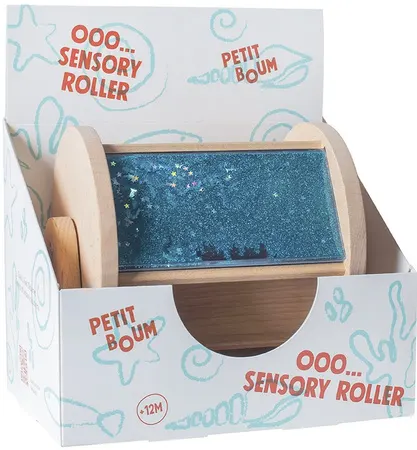 Petit Boum, Obrotowy, drewniany bęben sensoryczny Roller Aktywizujący, lusterko 12m+