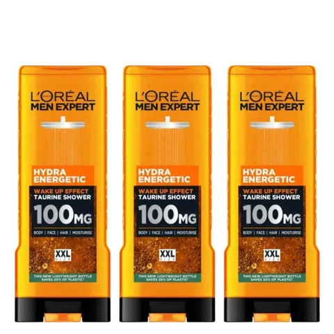 L'OREAL MEN Żel pod prysznic HYDRA ENERGETIC 400 ml, pakiet 3 szt.