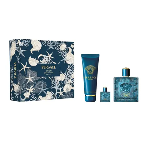 Versace Eros zestaw perfumy spray 100ml + perfumy spray 5ml + żel pod prysznic 150ml