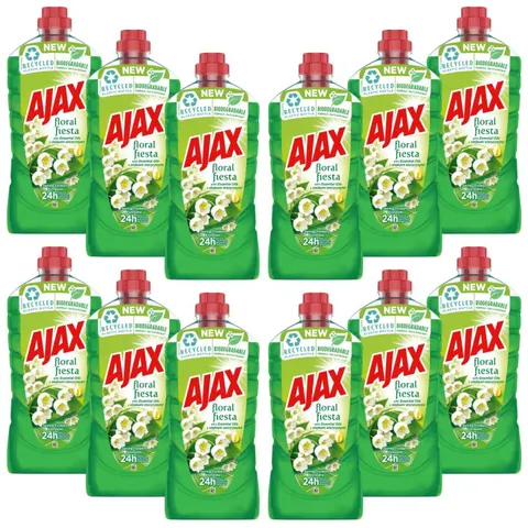 AJAX FLORAL FIESTA Płyn uniwersalny do mycia podłóg, KONWALIA 1 l, pakiet 12 szt.