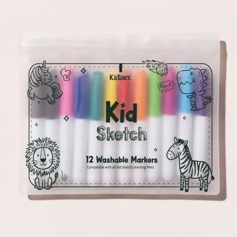 Zmywalne markery Kid Sketch 12 kolorów do mat silikonowych Kidinex
