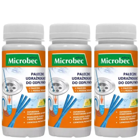 MICROBEC ULTRA Pałeczki udrażniające do odpływów 12 szt, pakiet 3 opakowań