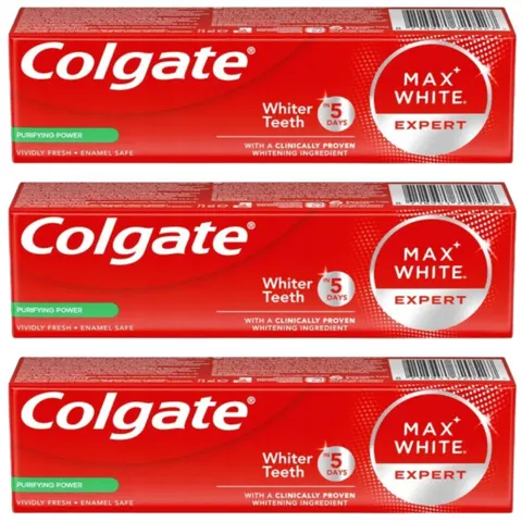 COLGATE MAX WHITE Pasta do zebów EXPERT PURIFYING POWER 75 ml, pakiet 3 szt.