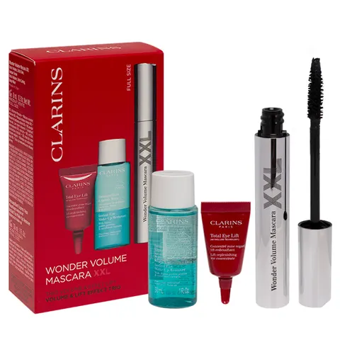 CLARINS SET (WONDER VOLUME MASCARA XXL 8 ML + INSTANT EYE MAKE-UP REMOVER 30 ML + TOTAL EYE LIFT 3 ML)