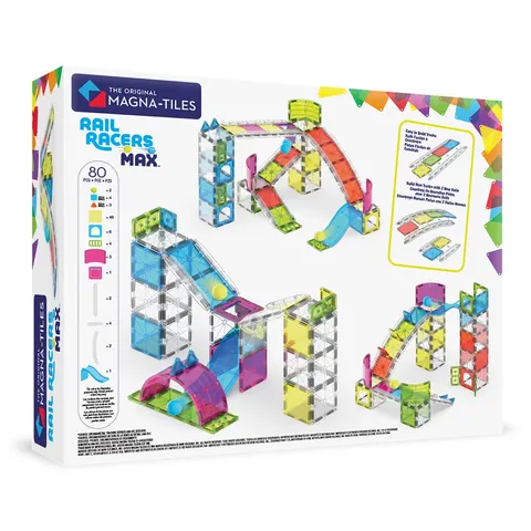 Klocki magnetyczne Rail Racers Max 80 el. / Magna-Tiles