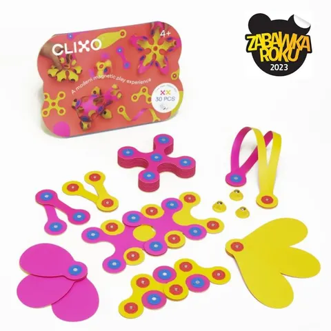 Clixo klocki magnetyczne Crew pack, Rożowo- Żółte