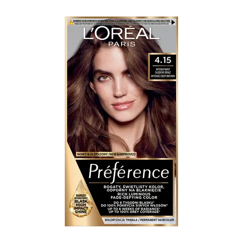 LOREAL PREFERENCE FARBA KOLORYZUJĄCA M1/4.15 CARACAS. KOLOR BRĄZ.
