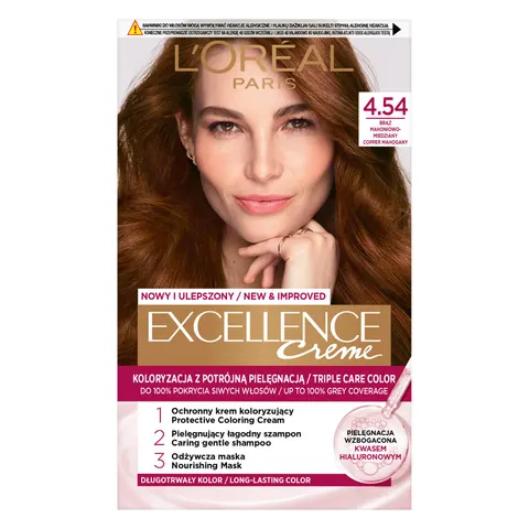 LOREAL EXCELLENCE FARBA KOLORYZUJĄCA 4.54 MAHONIOWO-MIEDZIANY BRĄZ